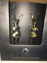 Casa Decor set of 2 metal rabbit/ easter bunny wine bottle stoppers NIB - $18.73