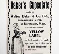 Walter Baker&#39;s Chocolate 1897 Advertisement Victorian Yellow Label DWFF17 - $14.01 CAD