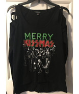 Rock &amp; Republic XS Long Sleeve Black “ Kiss” MERRY KISSMAS” Shirt. New. - £37.92 GBP