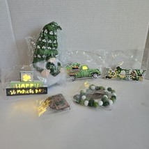 6 pc St Patrick&#39;s Day Tiered Tray Decoration Set LED Lighted Signs Gnome Beads - £9.45 GBP