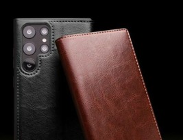 Genuine Leather Flip Wallet back Case for Samsung Galaxy S22 S22 Ultra S22 plus - £71.13 GBP