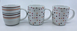 Marie Claire Paris Vista Wallpaper Porcelain 3 Coffee Mug Cup Set Dots S... - £56.76 GBP
