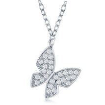 Sterling Silver  Small CZ Butterfly Necklace - £31.38 GBP