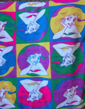 90&#39;s Era Little Mermaid Print with Bright Neon Colors Fabric ~ 58&quot; x 86&quot; - £27.35 GBP