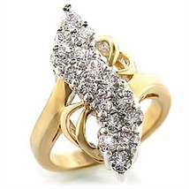 Women&#39;s Gold Plated AAA Grade Round Cut Cubic Zirconia Brass Wedding Ring Size 5 - £41.08 GBP