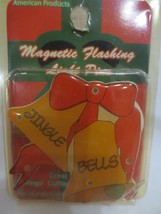 Vintage Christmas Magnetic Flashing Light Pin Broaches Jingle Bells NOS - $10.00