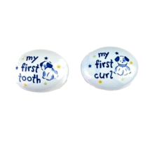 Keepsake Ceramic Boxes Babys Firsts First Tooth First Curl Set of Two - $16.82