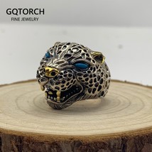 925 Sterling Silver Leopard Ring for Men Exaggerated Cool Vintage Thai Silver Ri - £90.40 GBP