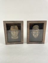 Lot of 2: Tribal Face Art Shadow Box Wooden Frame made in Thailand - £27.50 GBP