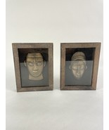 Lot of 2: Tribal Face Art Shadow Box Wooden Frame made in Thailand - £27.48 GBP