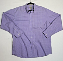 LL Bean Dress Shirt Mens XL Purple Checkered Button Up Long Sleeve 100% Cotton - $16.83