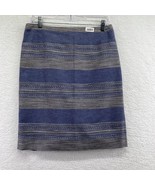 The Limited Womens Pencil Skirt Size 6 Blue Gray Stripe Silver Thread Lined - $17.81