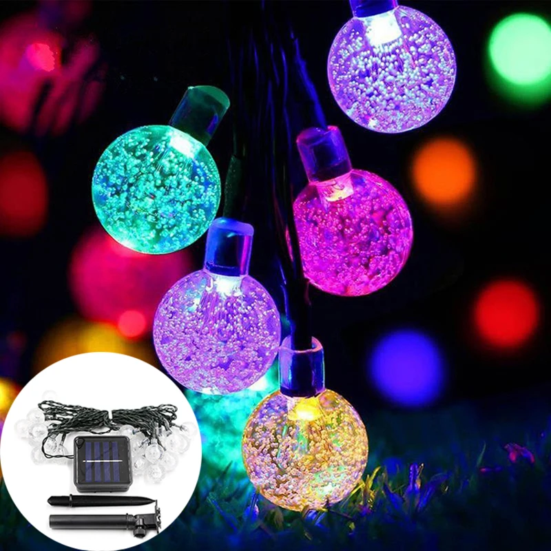 20/30/50/100 LEDs Crystal Ball LED Solar Lamp Power LED String Fairy Lights Gars - £126.16 GBP