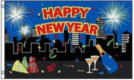 2 New! Happy New Year Party 3 X 5 Flag Celebration Holiday 3x5 Advertising FL468 - £9.65 GBP