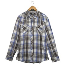 BKE Buckle Shirt Mens Extra Large Purple Pearl Snap Plaid Flap Pocket We... - €22,51 EUR
