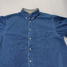 Roundtree & Yorke Men's Blue Cotton Button-Down Denim Shirt Size Large image 14