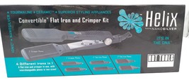Hot Tools Helix 1&quot;- 2&quot; Flat Iron &amp; Crimper Ceramic Tourmaline Ionic Nanosilver - £44.33 GBP
