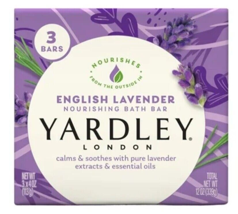 Primary image for Yardley London English Lavender with Essential Oils Soap Bar, Qty (3) 4 Oz Bars