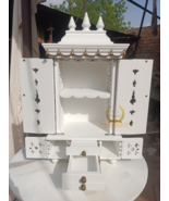 Wooden Temple Mandir White Finished Beautiful Hanging Bells Handcrafted ... - $475.19+