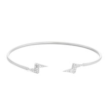 Sterling Silver CZ Double Lighting Bolt Cuff Bangle - £48.83 GBP