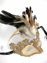 Venetian Mask Brocade Lace Masquerade Crystals Cream Ecru - £22.46 GBP+