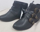 Brand New Girl&#39;s Art Class Blanche Buckle Side Zipper Black Ankle Boots NWT - £59.51 GBP