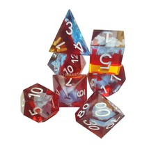 7pcs Resin Polyhedral Dice RPG Blood Effect Acute Angle for Rpg Game Lovers Gamb - £91.80 GBP