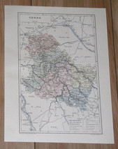 1887 Original Antique Map Of Department Of Yonne Auxerre / France - £19.74 GBP