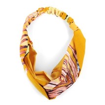 Nollia Ladies Criss Cross Elastic Stretch Headband Gold Tropical Flower - £8.25 GBP