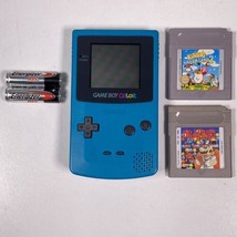 Nintendo GameBoy Color Teal CGB-001 W/ Kirby Dreamland 2 + Dr Mario W/ B... - $108.89