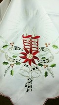 72X108&quot;&quot; Embroidery Christmas Dining Table Tablecloth Napkins Holiday Party Deco - £85.91 GBP