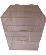 MAKEUP Clear ACRYLIC ORGANIZER 5 Drawer with Flip Top Compartment 15in Tall - £72.16 GBP