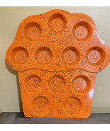 ZAK Designs Orange Confetti Cupcake Holder Serving Tray 12 Cupcake Retro... - £14.81 GBP