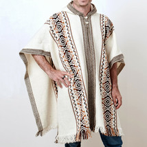 Llama wool Mens Women Unisex South American Poncho Cape Jacket Pullover ... - £63.19 GBP