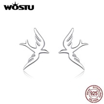 WOSTU 925 Silver Spring Swallow Bird Stud Earrings For Women Wedding Engagement  - £15.10 GBP