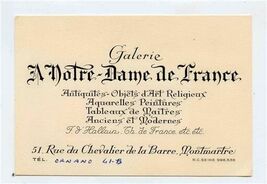 Galerie A Notre Dame de France Antiquities Engraved Business Card Paris ... - $17.82