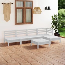 6 Piece Garden Lounge Set Solid Pinewood White - £158.63 GBP