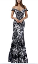 Jovani Two Tone Embroidered Off-Shoulder Gown Size 12 - $675.66 CAD