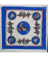 Vintage Blue Rodeo Bucking Bronco Bandana Handkerchief Western Boots &amp; Hat - £15.56 GBP