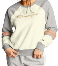 Champion Womens Super Fleece Faux fur Colorblocked Metallic logo Sweatshirt XS - £46.20 GBP