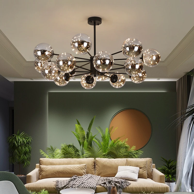 2024 New Nordic Chandeliers For Living Room Bedroom Decoration Black Luxury - £121.71 GBP+