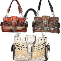 Western Style Purse Buckle Ombre Shades Floral Carry Concealed Shoulder Handbag - $48.95