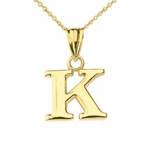 10k Solid Real Yellow Gold Small Mini Initial Letter K Pendant Necklace  - £65.96 GBP+