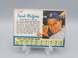 Frank Malzone 1962 Post #58 Boston Red Sox Vintage Baseball Card - £5.47 GBP