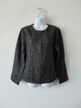 Nwt Eileen Fisher Charcoal Italian Wool Blend Tweed Zipper Front Jacket Medium - £91.26 GBP