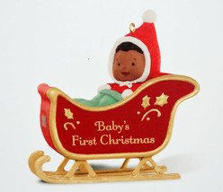 Hallmark: Baby&#39;s First Christmas - Baby in Sled - 2015 Mohagany Ornament - £9.93 GBP