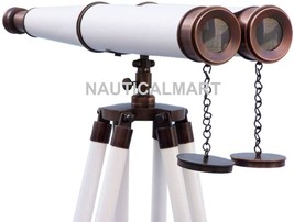 NauticalMart Floor Standing Admiral&#39;s Bronzed with White Leather Binoculars 62&quot; - £318.94 GBP