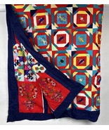 Vintage Chinese Handmade Folk Art Patchwork Red Quilt Reversible Embroid... - €58,29 EUR