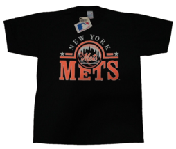 Vintage 1989 Artex New York Mets Black &amp; Orange Mlb Baseball T Shirt Size Xl New - £39.50 GBP
