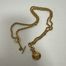 Vintage Anne Klein Gold Tone Lion Head Long Toggle Chain 32 Inch Necklace - $74.95